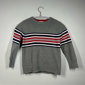 Hanna andersson boy cotton sweater grey red blue size 5